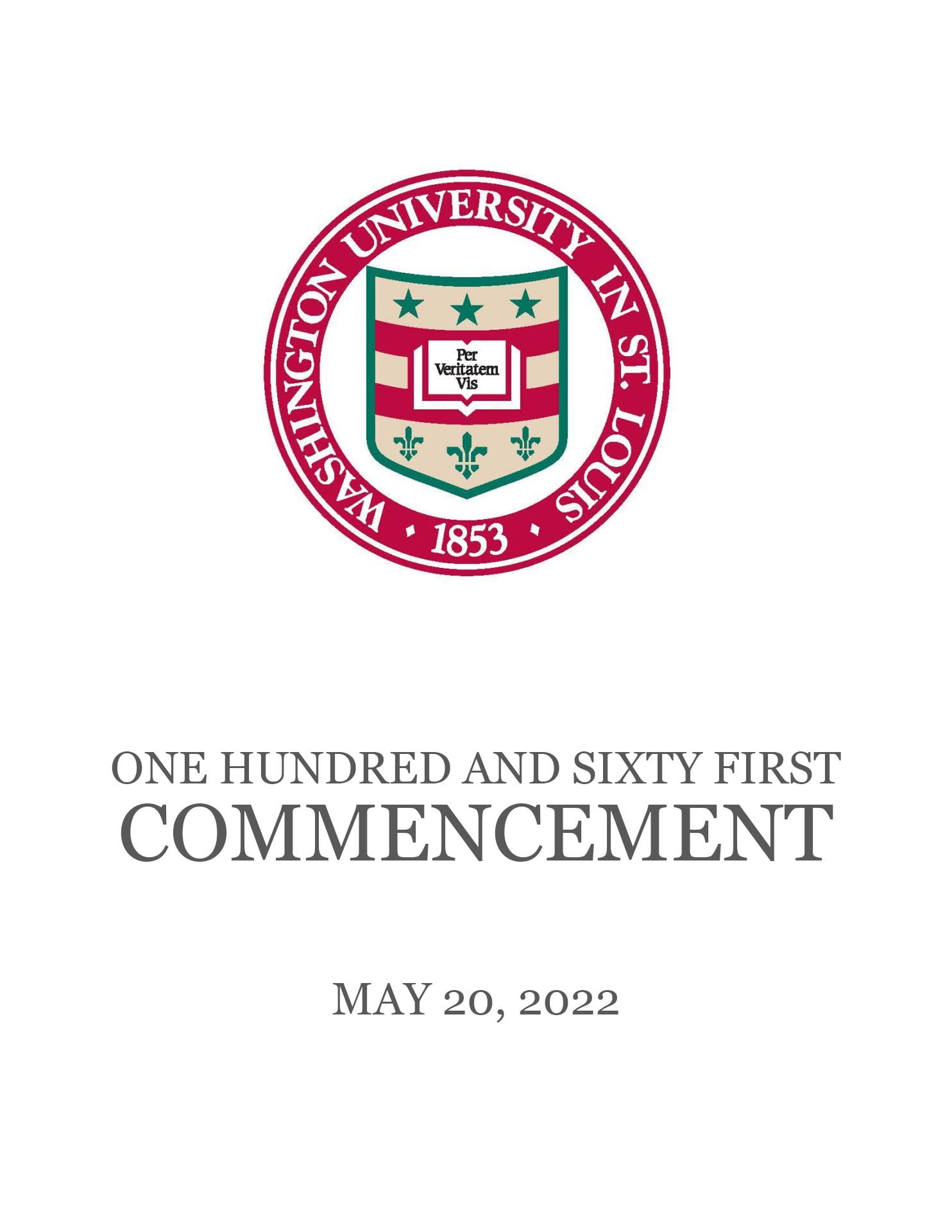 May 2022 commencement program cover with may 20, 2022 date